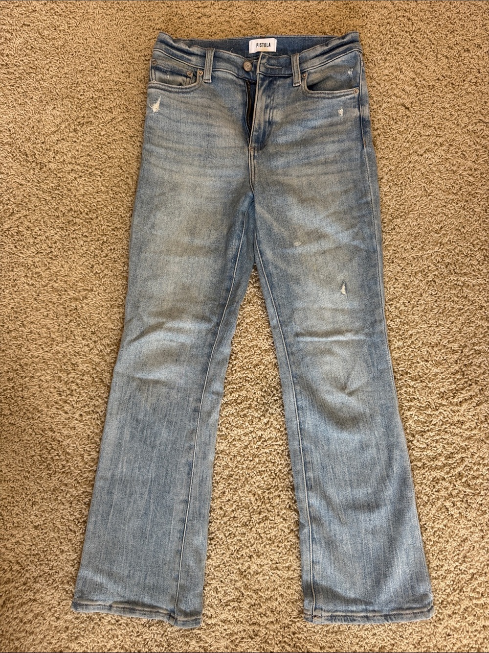 pistola Light Blue Flare Jeans with Faded Wash